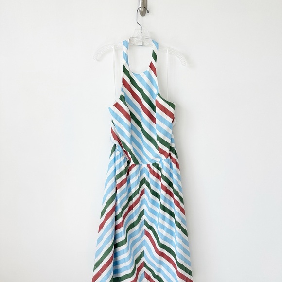 NWT Anthropologie Maeve Halter Midi Dress XL Striped $168 Blue White A-Line - Picture 7 of 11